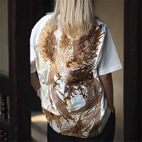 Hyper Premium embroidery rising phoenix T-shirt