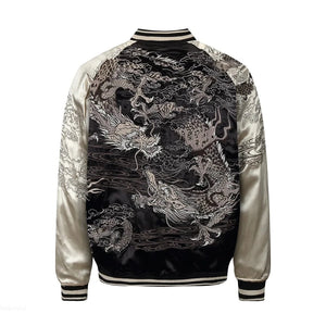 Hyper premium smoke dragon embroidery sukajan souvenir jacket