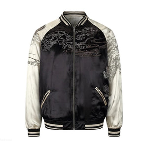 Hyper premium smoke dragon embroidery sukajan souvenir jacket