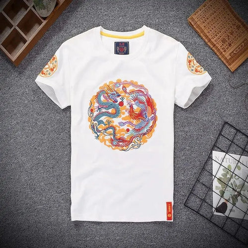 Embroidery Dragon & Phoenix T-Shirt