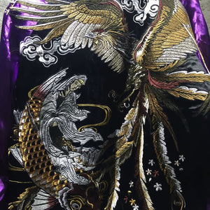 Hyper Premium embroidery carp vs phoenix sakura sukajan jacket