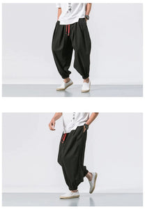 Draw elastic ankle harem pants