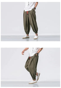 Draw elastic ankle harem pants