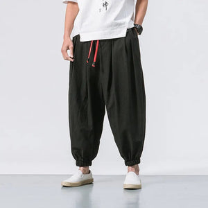 Draw elastic ankle harem pants