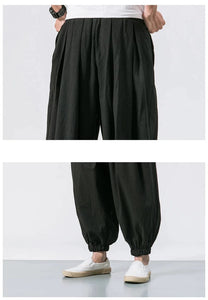 Draw elastic ankle harem pants