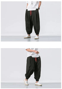 Draw elastic ankle harem pants