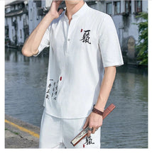 Load image into Gallery viewer, Tang kanji text linen shirt pants set