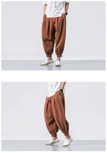 Draw elastic ankle harem pants