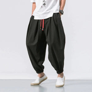 Draw elastic ankle harem pants