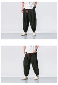 Draw elastic ankle harem pants