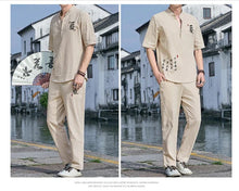 Load image into Gallery viewer, Tang kanji text linen shirt pants set