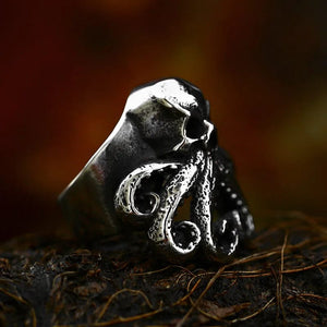 Octo-skull stainless steel ring