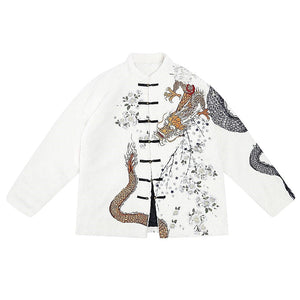 Hyper premium embroidery dragon beast cashmere/wool coat