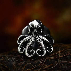 Octo-skull stainless steel ring