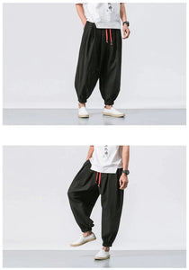 Draw elastic ankle harem pants