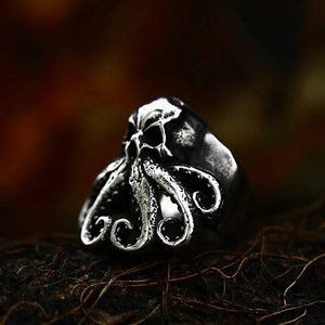 Octo-skull stainless steel ring