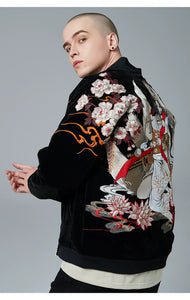 Hyper premium fiery beauty embroidery baseball style jacket