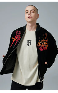 Hyper premium fiery beauty embroidery baseball style jacket