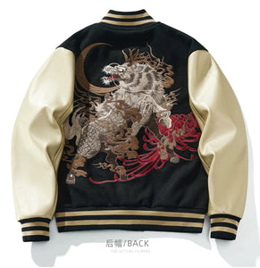 Ultra premium midnight beast embroidery sukajan baseball jacket