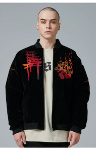 Hyper premium fiery beauty embroidery baseball style jacket