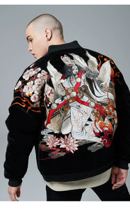 Hyper premium fiery beauty embroidery baseball style jacket