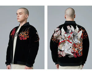 Hyper premium fiery beauty embroidery baseball style jacket