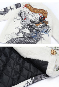 Hyper premium embroidery dragon beast cashmere/wool coat