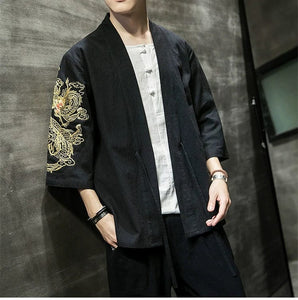 Golden dragon kimono robe