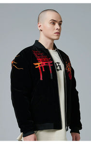 Hyper premium fiery beauty embroidery baseball style jacket