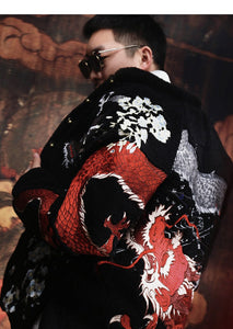 Hyper premium embroidery dragon beast cashmere/wool coat