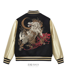 Ultra premium midnight beast embroidery sukajan baseball jacket