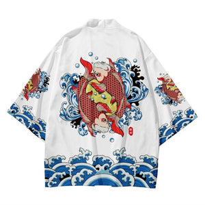 Koi splash kimono set top + bottoms