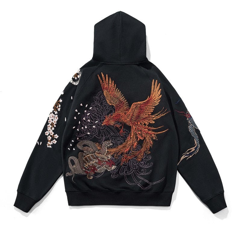 Premium tiger phoenix embroidery hoodie – High Street Beast