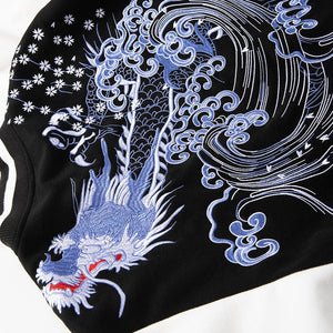 Ice dragon embroidery baseball jacket