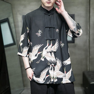 Vivid crane Tang shirt