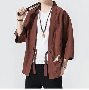 Shinobi design kimono shirt