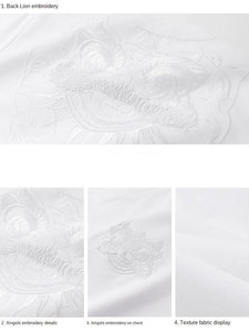 Premium embroidery silhouette lion T-shirt