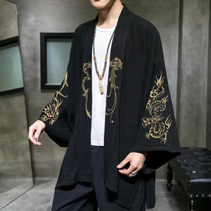 Golden dragon kimono robe