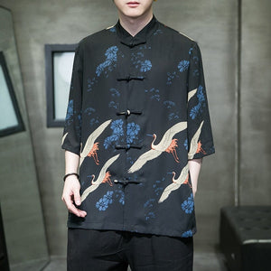 Vivid crane Tang shirt