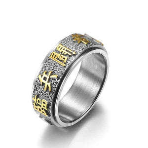 Kanji text stainless steel ring