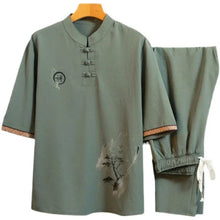 Load image into Gallery viewer, Calligraphy brush Tang shirt and pants set