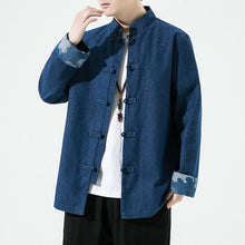 Load image into Gallery viewer, Denim Tang Dynasty wave design cuff jacket
