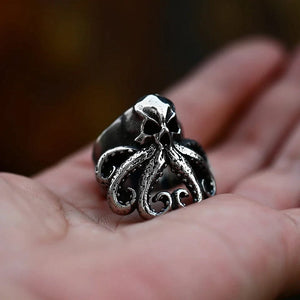 Octo-skull stainless steel ring