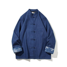 Load image into Gallery viewer, Denim Tang Dynasty wave design cuff jacket