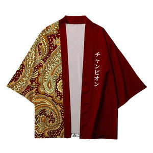 Katakana print graphics kimono