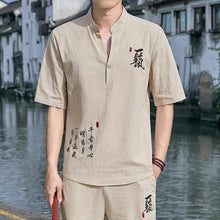 Load image into Gallery viewer, Tang kanji text linen shirt pants set