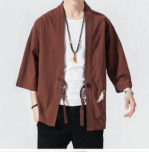 Shinobi design kimono shirt