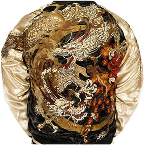 Hyper premium embroidery epic dragon sukajan souvenir jacket 2 sided reversible