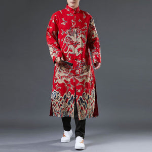 Tang Chinese dragon extra long jacket