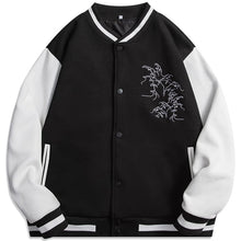 Load image into Gallery viewer, Blue whale tsunami embroidery baseball jacket